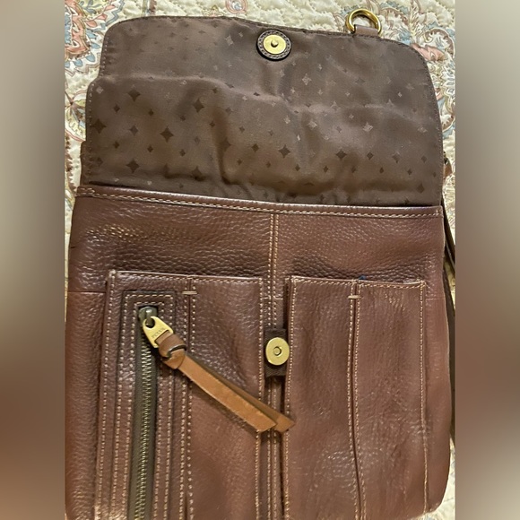Fossil brown leather crossbody purse - Picture 3 of 7